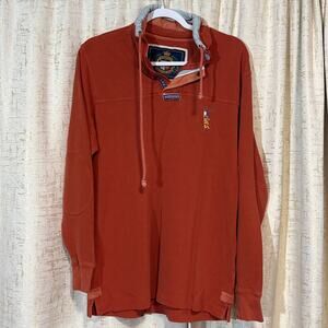 Pussers‎ Island Gear 1/4 Zip Pullover Orange Pullover Flags Sailing Men's Medium